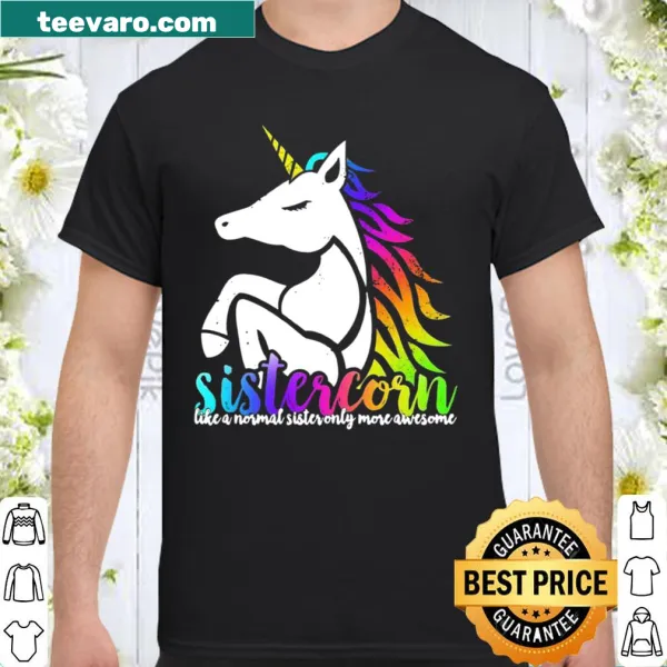 Humorous Sistercorn design for Christmas featuring a cartoon unicorn graphic.