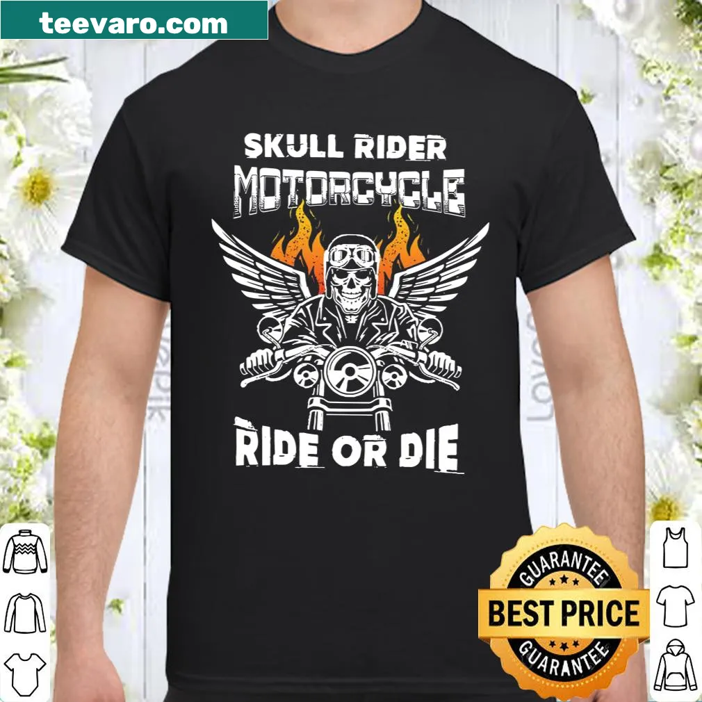 Bold skull rider graphic with 'Ride Or Die' text on a shirt