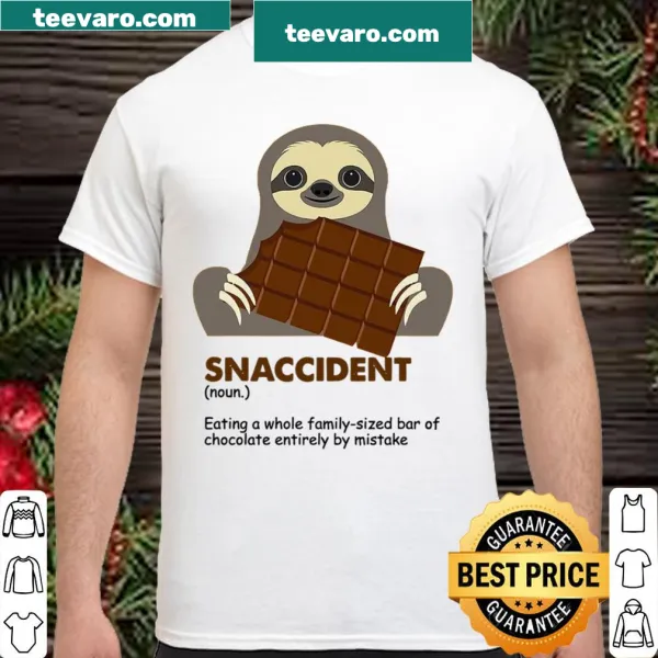Funny shirt with 'Snaccident' phrase about chocolate