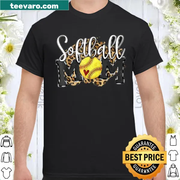 Leopard print design with 'Softball Mom' text, perfect for proud mothers.