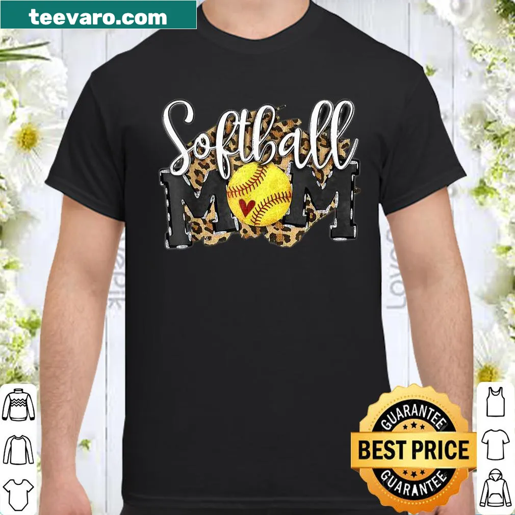 Leopard print design with 'Softball Mom' text, perfect for proud mothers.