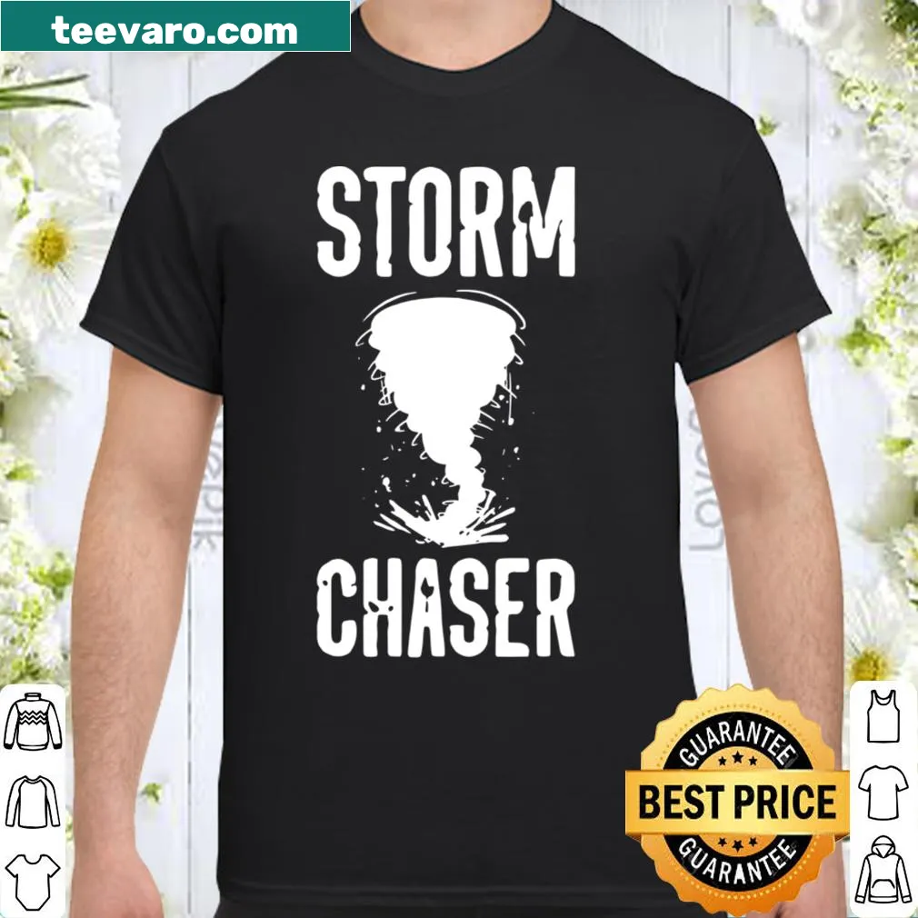 Storm chasing shirt featuring tornado and thunder graphics