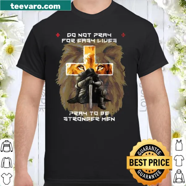 Shirt with lion and cross symbolizing faith and strength