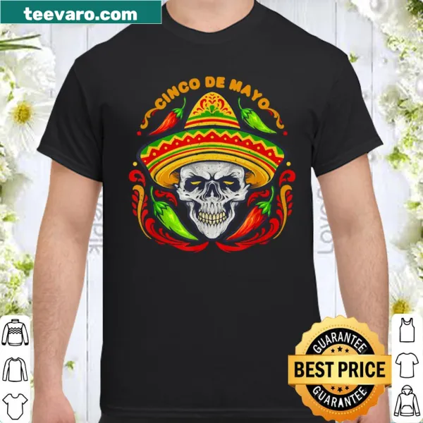 Sugar skull graphic design for Cinco de Mayo on a T-shirt