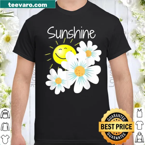 Cheerful shirt featuring sunshine and flower illustrations for spring and summer.