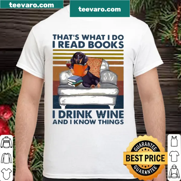 Quirky quote about books and dogs on a vintage shirt
