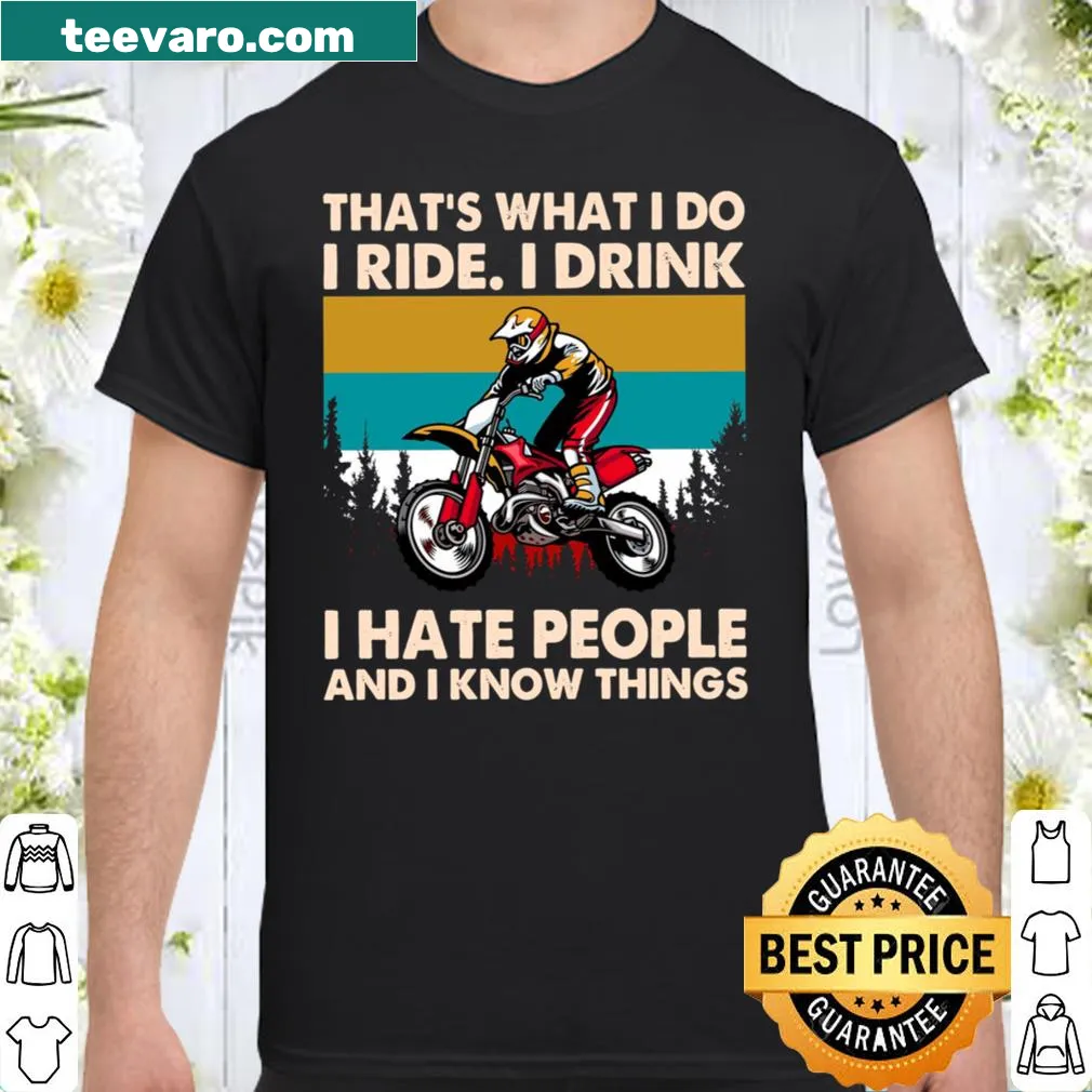 Casual T-shirt with the humorous phrase about riding and drinking