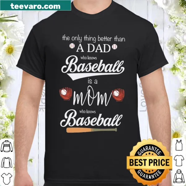 Typography shirt celebrating baseball-loving parents with a clever quote