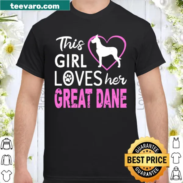 Distressed t-shirt featuring a Great Dane and loving text for dog lovers