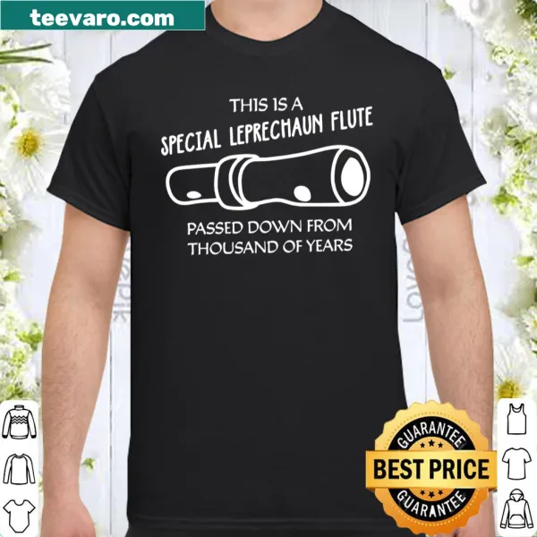 Illustrated shirt featuring a whimsical leprechaun flute