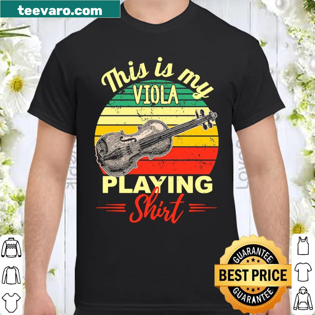 Playful shirt with 'This Is My Viola Playing' typography design