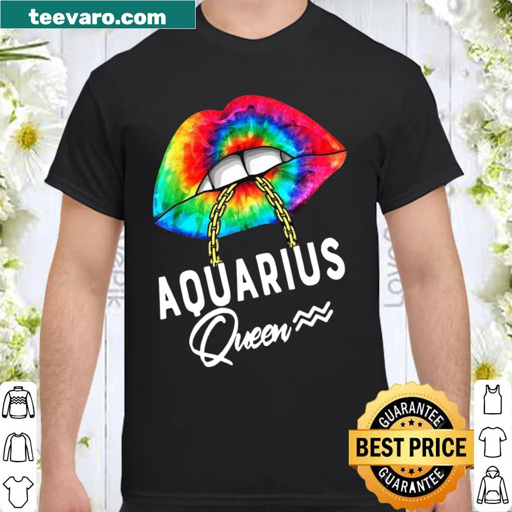 Aquarius Queen shirt with lip design and playful typography