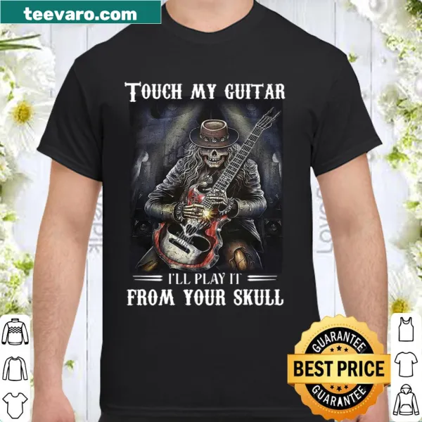 Edgy typography graphic t-shirt with a guitar-themed phrase