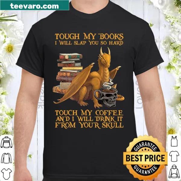 Humorous typography shirt about coffee and books