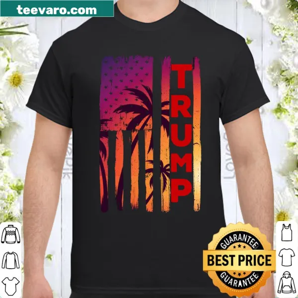 Vintage shirt with palm tree and American flag sunset design