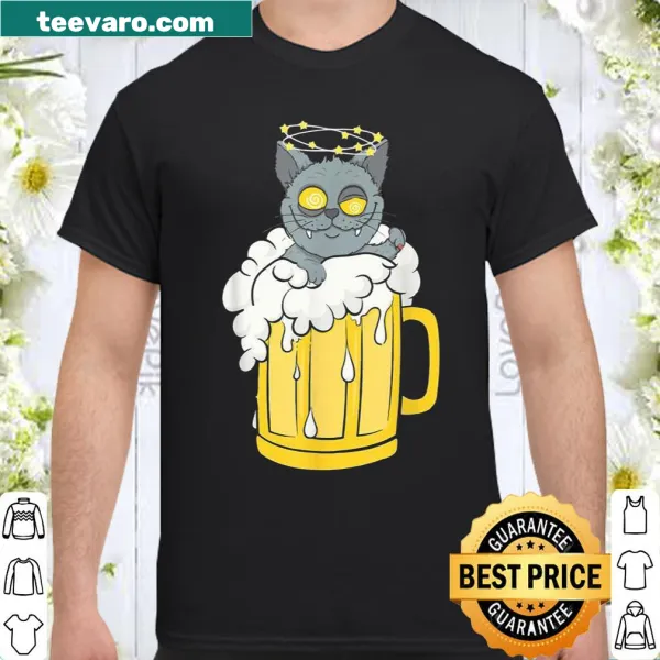 Dog shirt featuring a cartoon dog celebrating a beer party