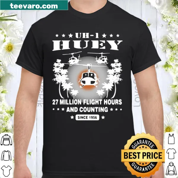 Graphic shirt honoring the UH-1 Huey helicopter with flight hours text