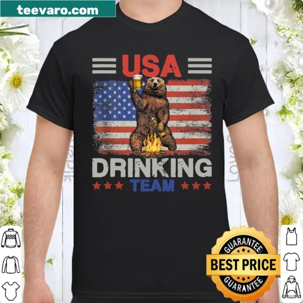 Playful shirt with 'USA Drinking Team' text and bear graphic