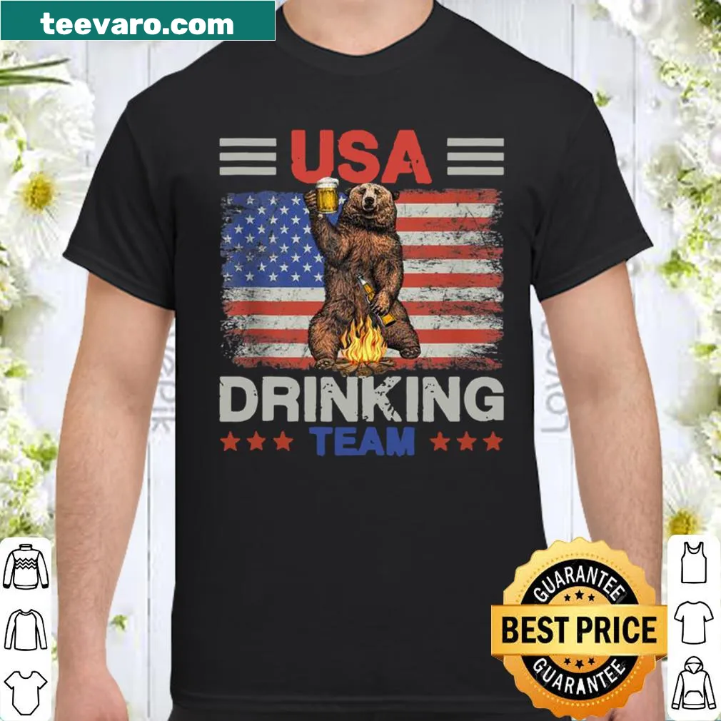 Playful shirt with 'USA Drinking Team' text and bear graphic