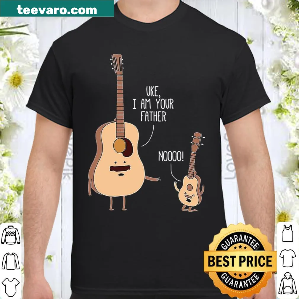 Typography shirt with humorous ukulele and father reference