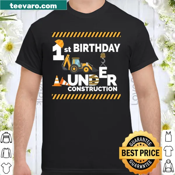 Vintage bulldozer design for a child's first birthday shirt
