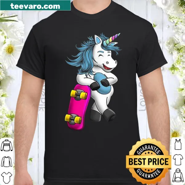 Playful unicorn on skateboard shirt for kids