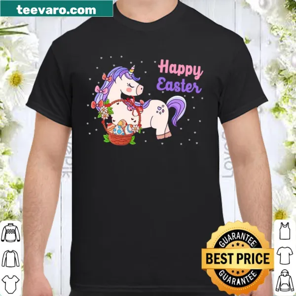 Charming unicorn graphic celebrating Easter 2021 on a shirt