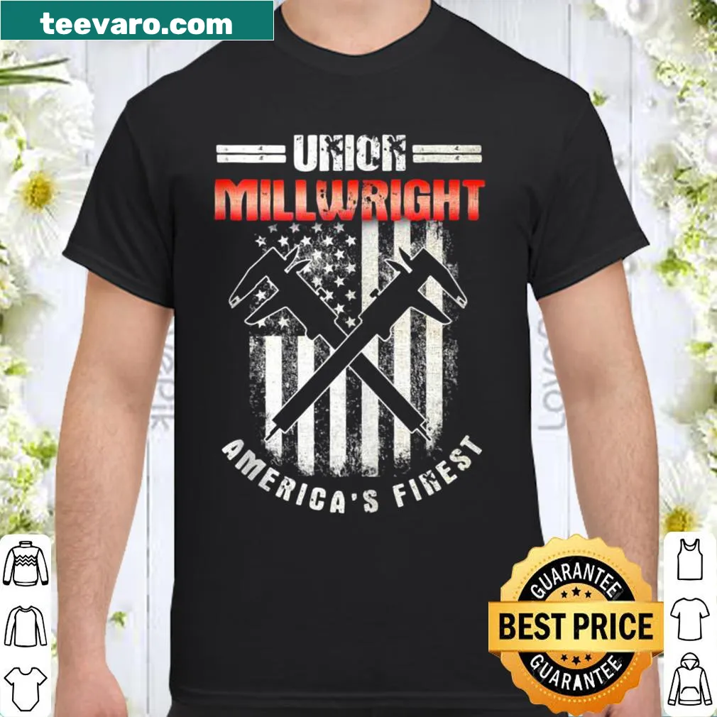 Patriotic shirt with American flag and millwright emblem graphic