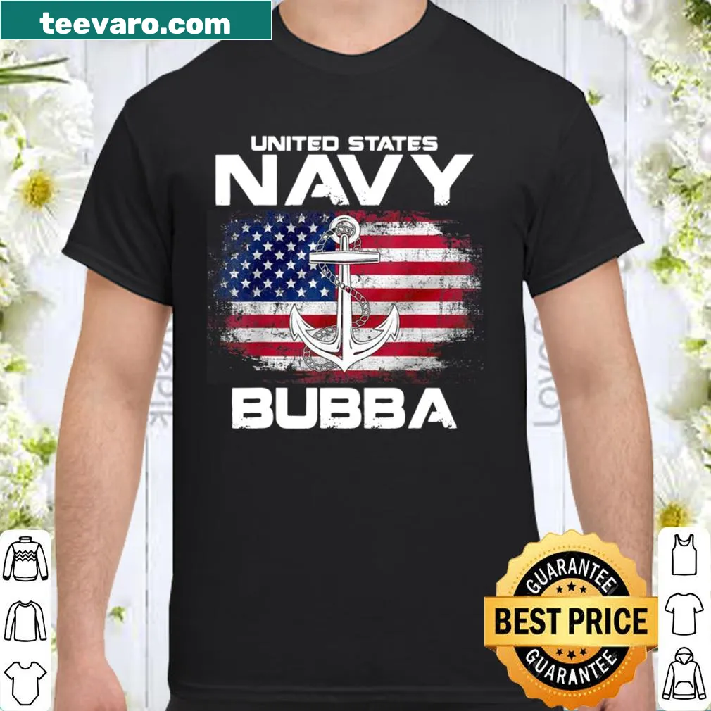 Vintage distressed Navy themed veteran shirt with American flag
