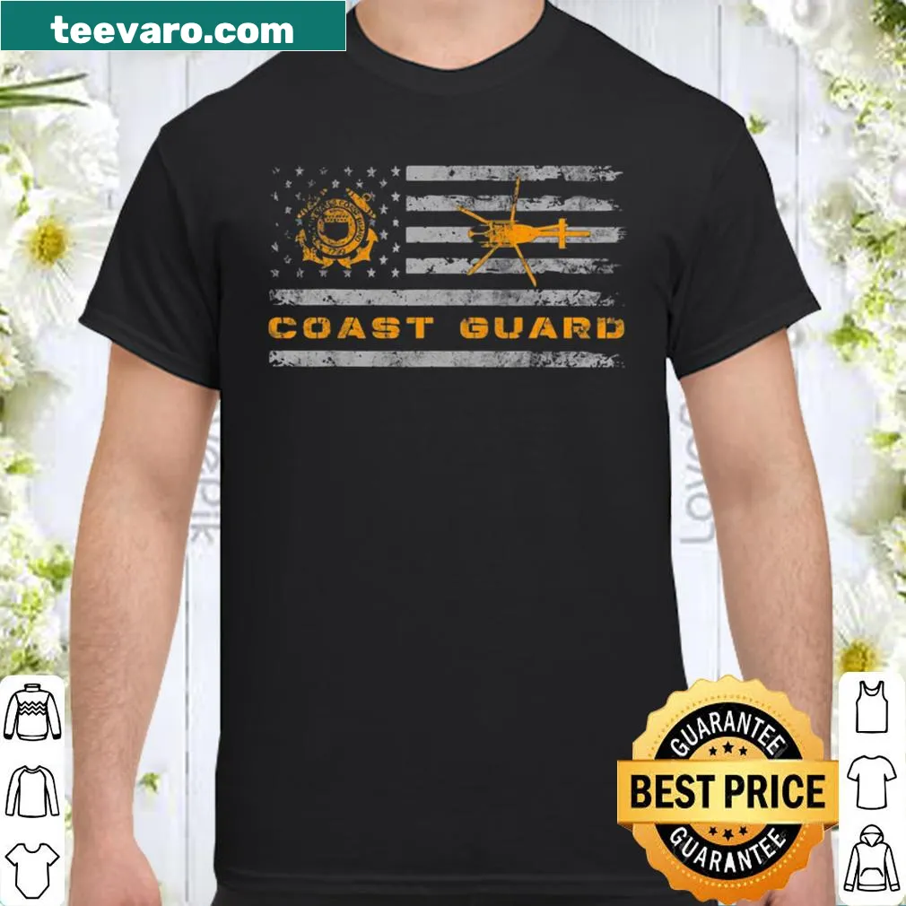 Vintage distressed T-shirt featuring US Coast Guard emblem and American flag