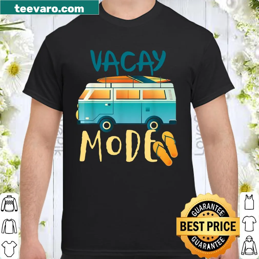 Retro van surfboard getaway t-shirt with playful graphic