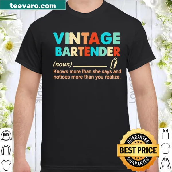 Vintage shirt highlighting bartender skills and wisdom