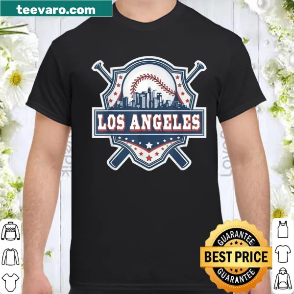 Vintage Los Angeles skyline with baseball theme