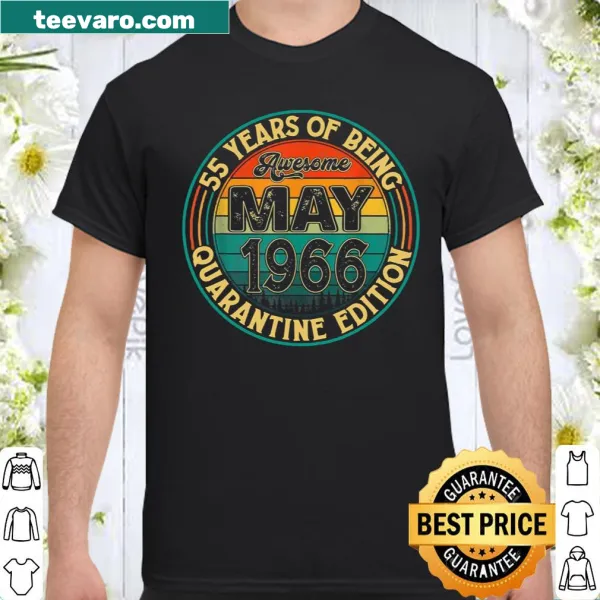 Vintage May 1966 birthday shirt with retro font and quarantine theme