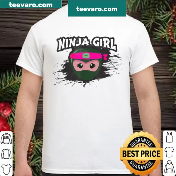Kawaii ninja girl graphic shirt with a vintage-inspired design