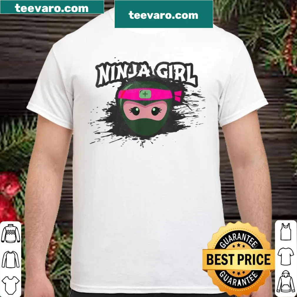 Kawaii ninja girl graphic shirt with a vintage-inspired design