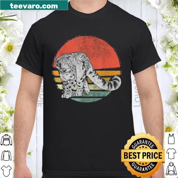 Vintage snow leopard graphic on a retro-style T-shirt