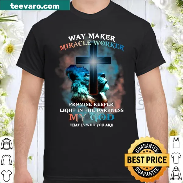 Religious shirt featuring a lion and inspirational text.