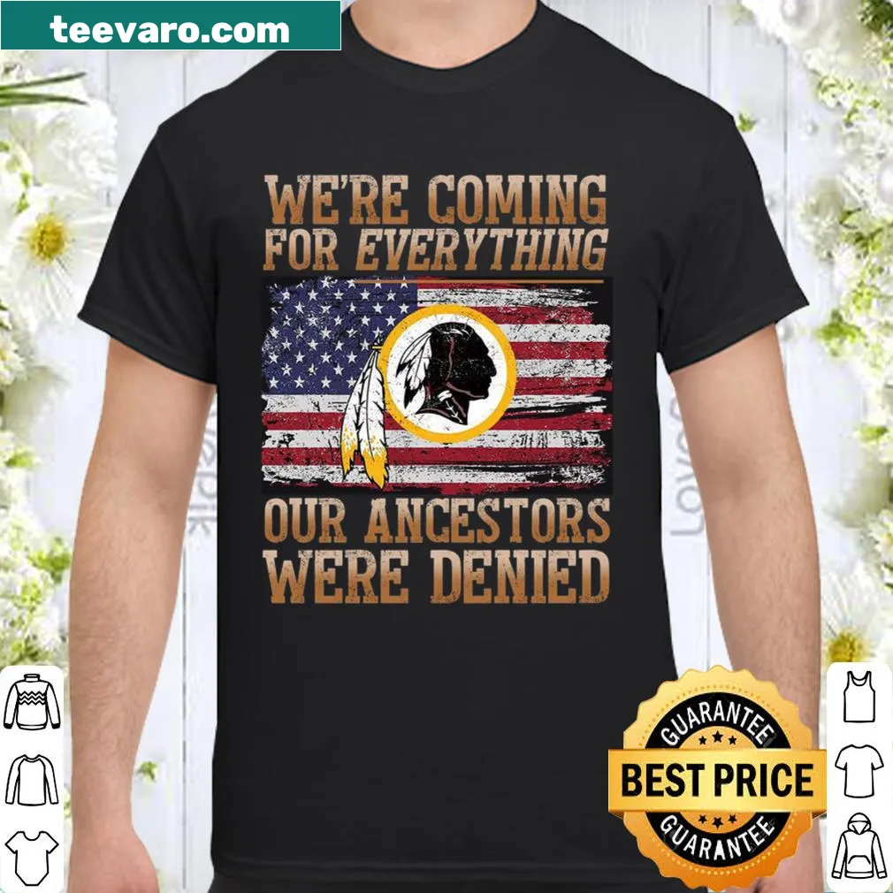 Bold statement shirt about ancestors' rights and justice.