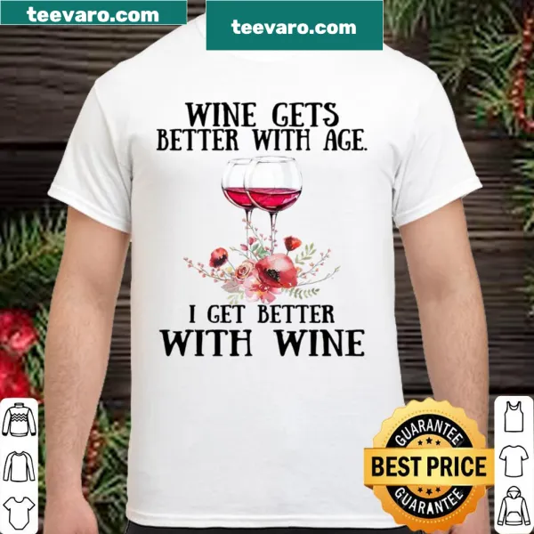 Playful shirt with typography about wine and aging.