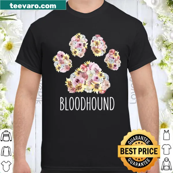 Floral paw print shirt for bloodhound dog moms
