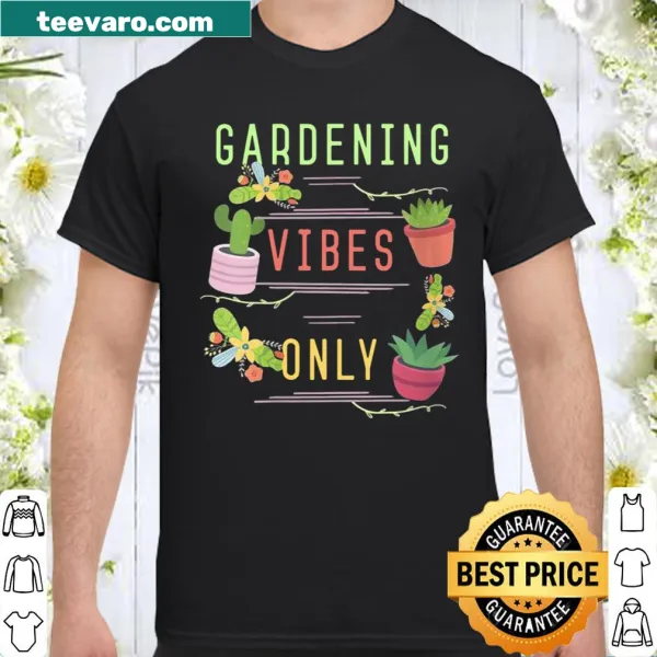 Cute gardening shirt featuring succulents and cacti design.