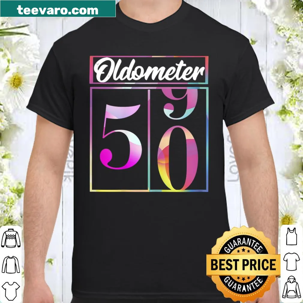 Funny t-shirt with 'Oldometer 4950' and '50 Oldometer 2021' text