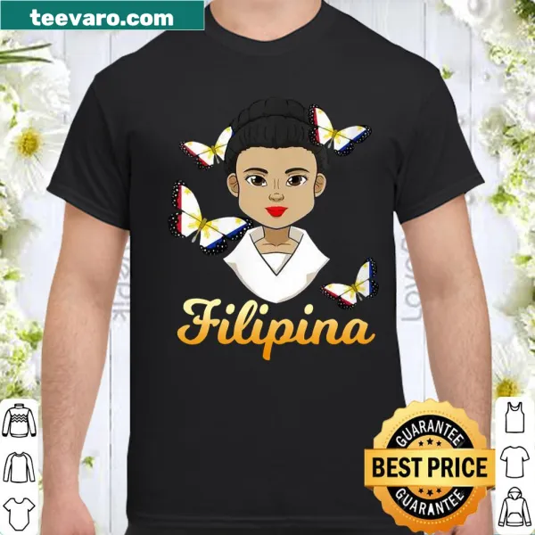 Shirt with butterfly design celebrating Filipino pride.