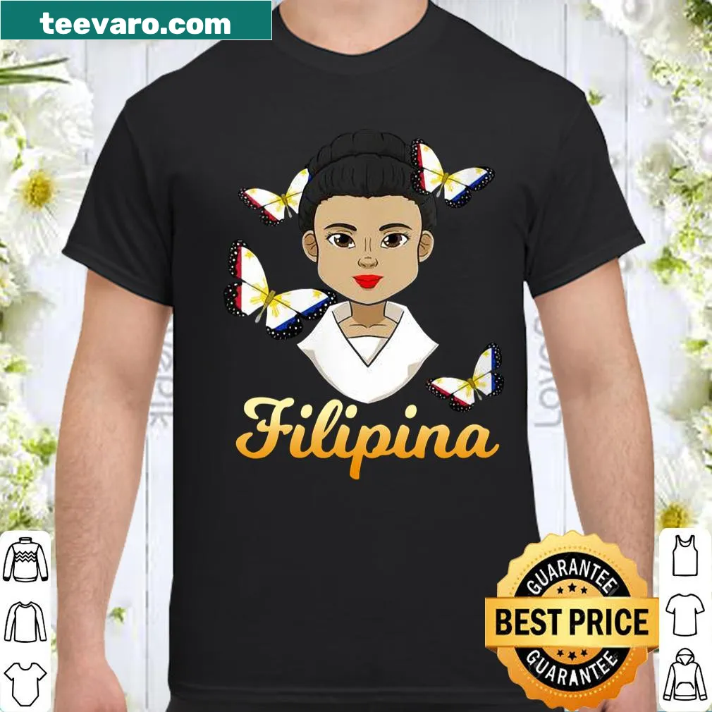 Shirt with butterfly design celebrating Filipino pride.
