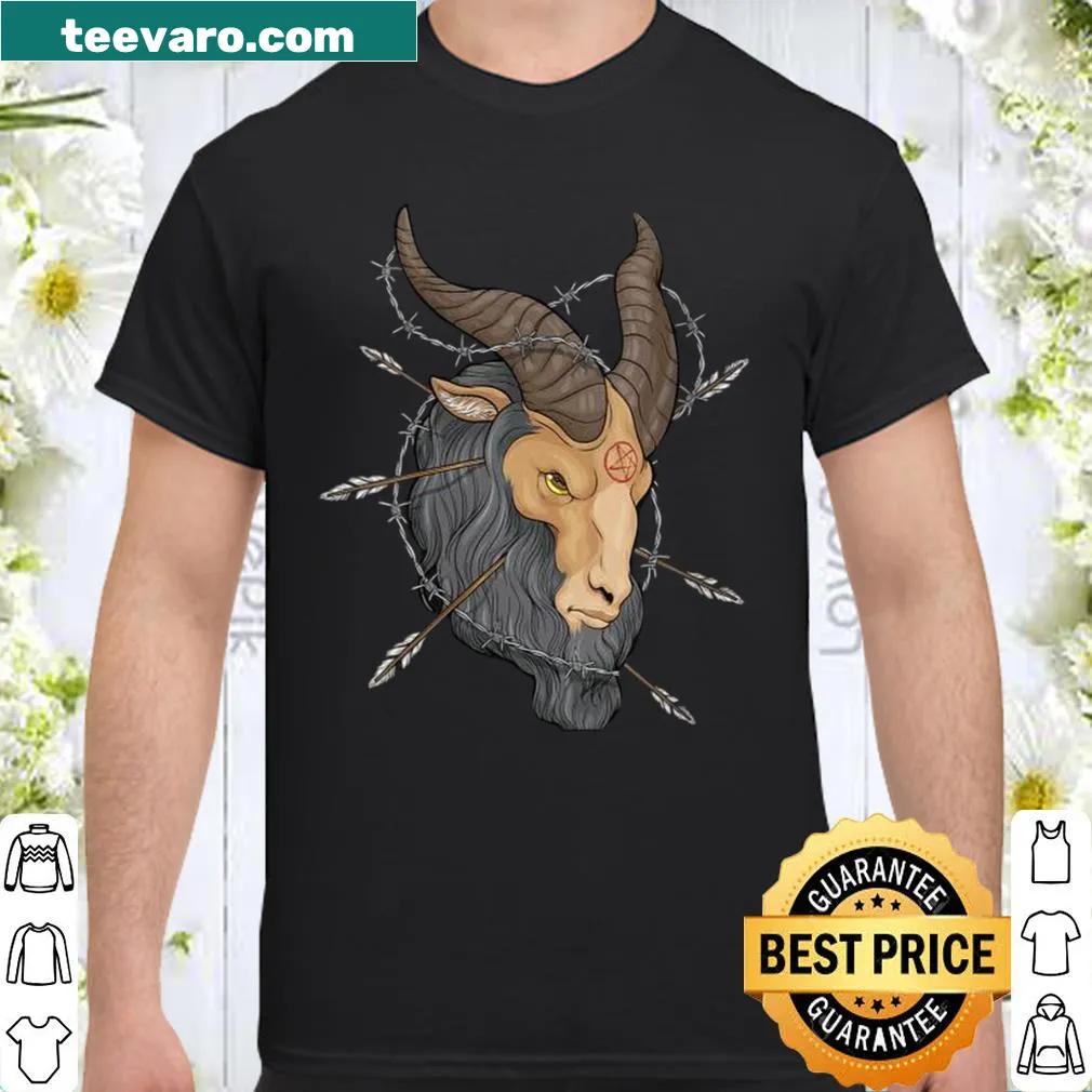 Gothic Baphomet goat head with pentagram design on a shirt