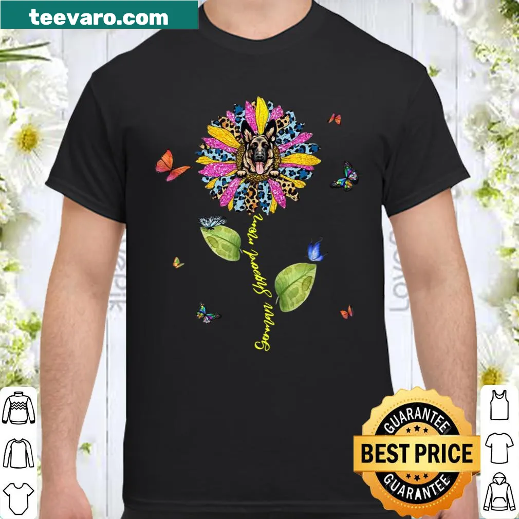 Shirt featuring a German Shepherd and sunflowers for dog moms.