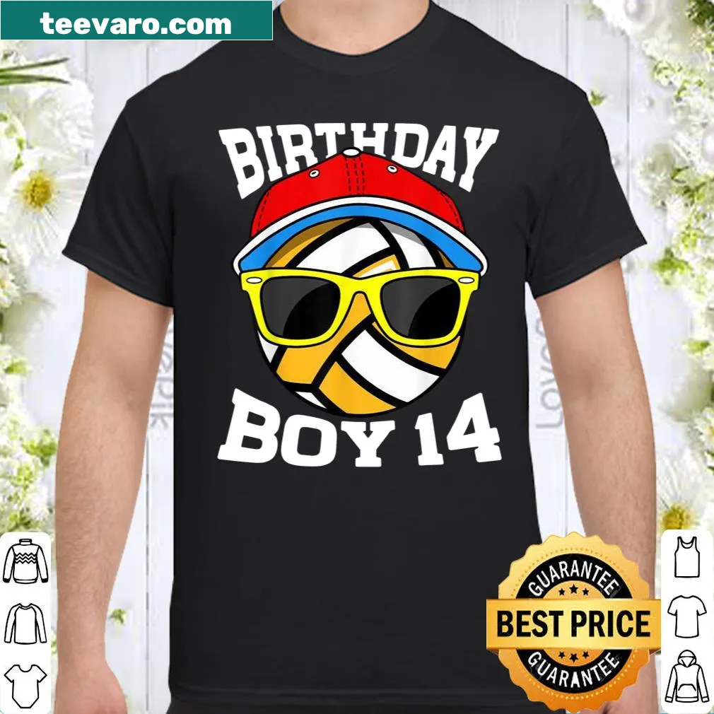 14th Birthday boys volleyball shirt featuring fun design for young athletes