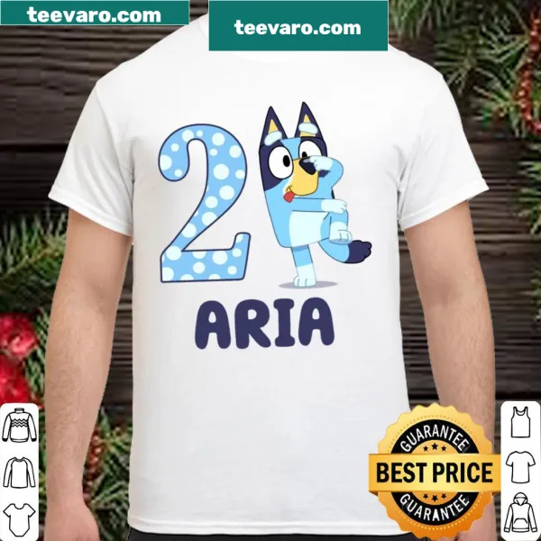 Personalized birthday shirt featuring Bluey Bandit Heeler design.