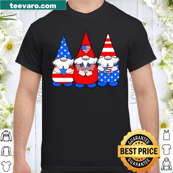 Charming patriotic gnomes design featuring the American flag